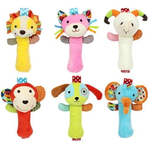 20cm Infant Baby Rattles Crib Stroller Toy Plush with sound Cat dog early educational Monkey Lion Bed Baby Play