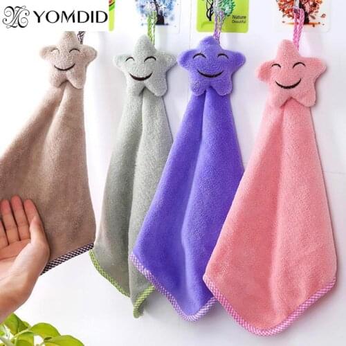 Baby Childrens Cartoon Animal Hanging Towel Hand Towel Soft Four Colors Kitchen Supplies Cute Small Star Wipe Towel toalla