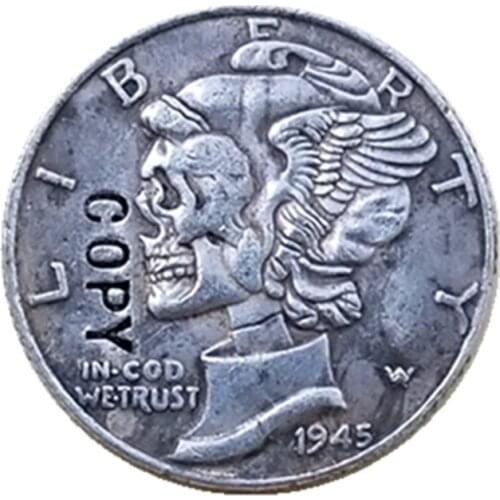 Hobo Nickel Coin 1945 Mercury Dime COPY FREE SHIPPING