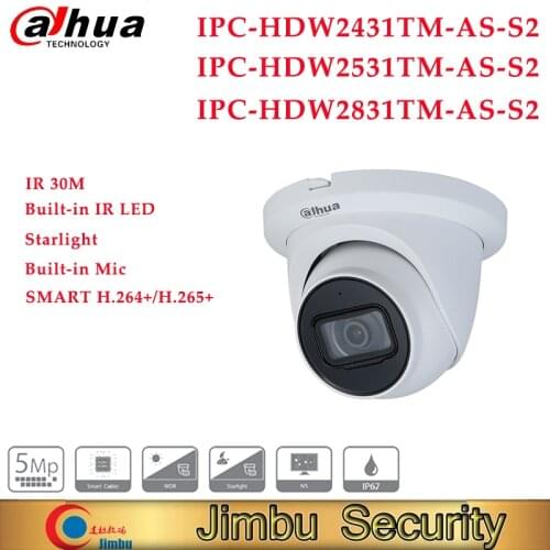 Dahua 4K IP camera 8MP IPC-HDW2831TM-AS-S2 built-in MIC IR30 starlight POE PFA130-E/PFB203W camera indoor video surveillance