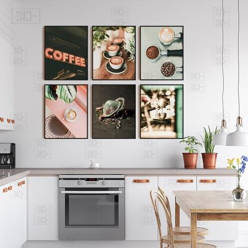 Coffee Wall Art Coffee Shop Kitchen Decoration Home Restaurant Bar Wall Canvas Painting Print Wall Art Picture for Living Room