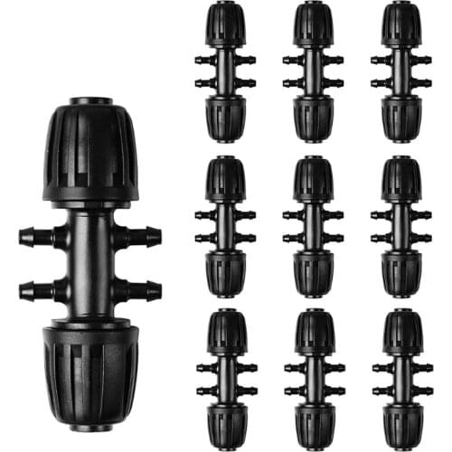 Drip Irrigation Barbed Tee 10 Pieces 1/2 Inch to 1/4 Inch Adapter Irrigation Tubing Connector for Home Garden Barbed Fits