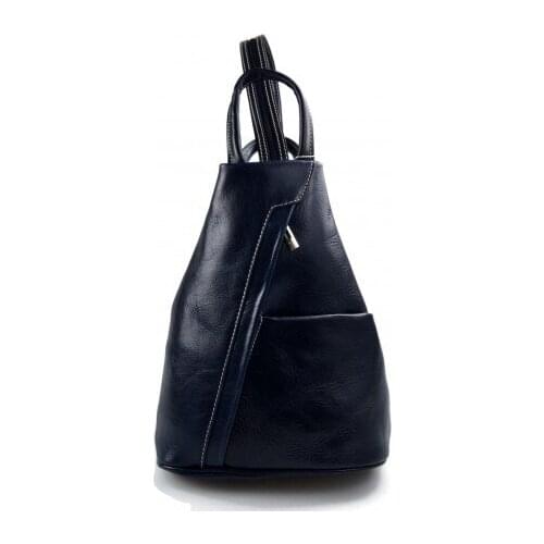 Leather backpack ladies mens leather travel bag weekender sports bag blue