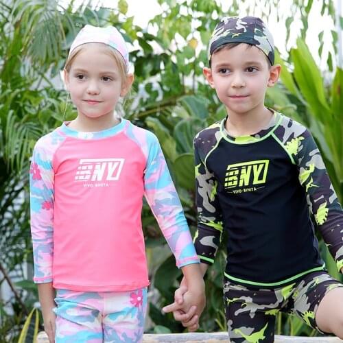 Swimsuit for a Teenager Kids Swimwear for Girls Boys T shirt +Short Beach Dress UPF50+ UV Protect Bathing Suit Summer Clothes