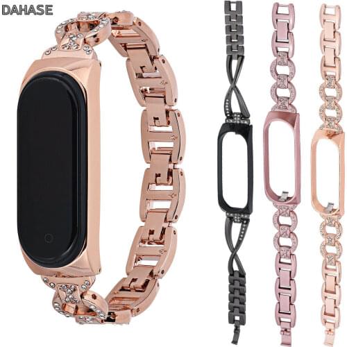 Diamond Stainless Steel Metal Watchband For Mi Band 5 Bracelet Watch Strap For Xiaomi Mi Band 4 5 Strap Sport Wristband