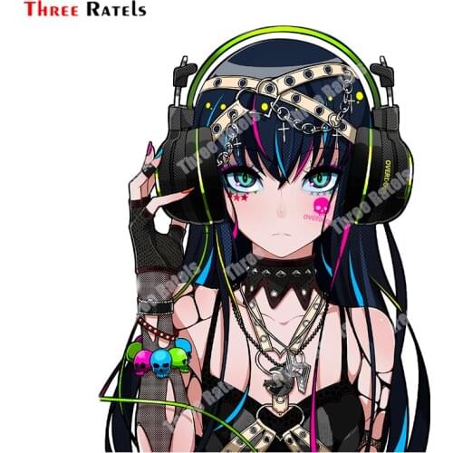Three Ratels B400 Cartoon Car Refrigerator Stickers Trunk Windshield Bumper Decal Skeleton Hair Ornament Anime Girl