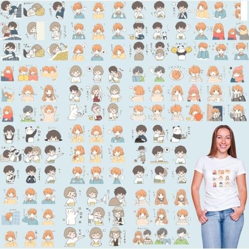 Cartoon Couple pictures stickers Patches for clothing Iron on patches Heat-sensitive patches Thermal Stickers DIY Appliques