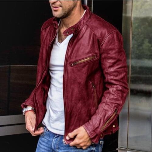 Men PU Leather Jackets Men Clothing Plus Size Coat Spring Autumn Coat Male Fashion Sport Outwear Windproof Overcoat Biker -40
