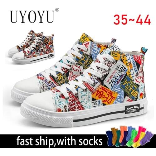 High top mens 2020 printed black Canvas Shoes all Vulcanize Shoes Women stars Casual skateboarding shoes Classic Brand Sneakers