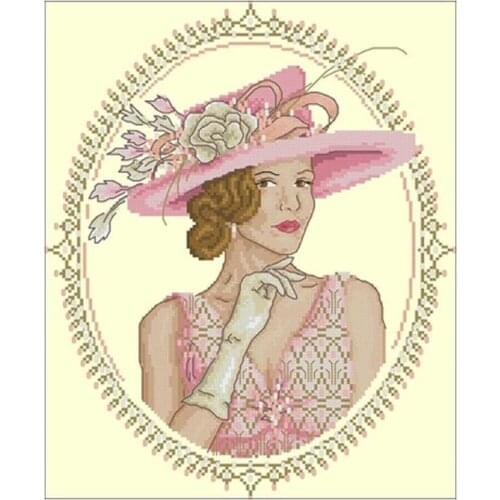 Lady in a hat Patterns Counted Cross Stitch 11CT 14CT 18CT DIY Chinese Cross Stitch Kits Embroidery Needlework Sets