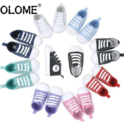 Baby Shoes Infant Canvas Boy Girl Star Solid Sneaker Anti-Slip Newborn First Walkers Soft Sole Toddler Footwear OLOME Prewalker