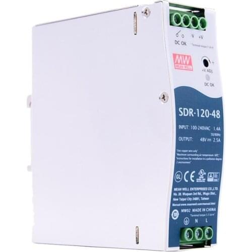 Original Mean Well SDR-120-48 meanwell DC 48V 2.5A 120W Single Output Industrial DIN Rail with PFC Function Power Supply