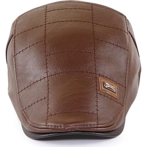 Autumn Winter Men Beret Hat Real Leather Flat Cap Male Adjustable High Quality Fashion Warm Gatsby Mens Retro Beret Caps 2020