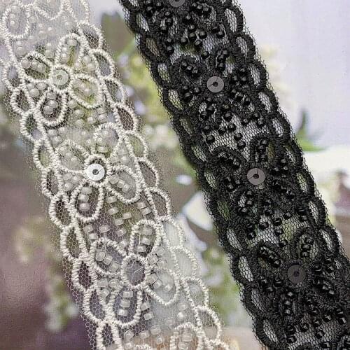 Hot luxury beaded lace trims DIY wedding hair belt dress accessories