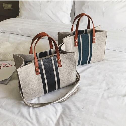 Luxury Brand Canvas Handbag Womens Large-Capacity Contrast Color Shoulder Bag Woman High-Quality Fashion Women Messenger Bag