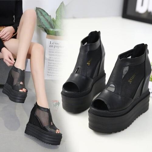 Woman Sandals Summer Black High Heels 13cm Gladiator Heels Fashion Platform Wedges Shoes For Women Gladiator Heels Ladies Shoes