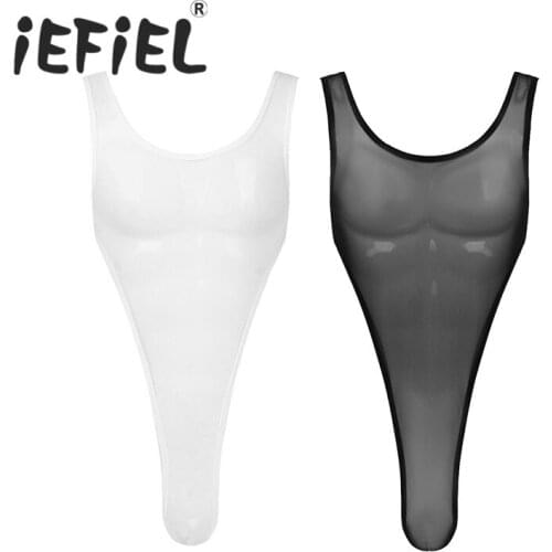 Sexy Mens One-piece See Through Lingerie Body stocking Mens Stretchy Thong Leotard Gay Bodysuit for Mens Undershirt BodySuit