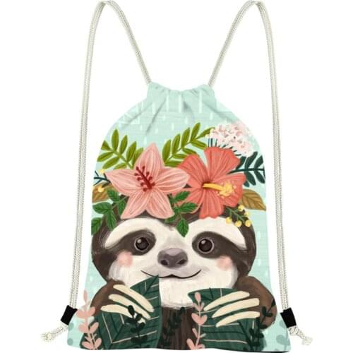 HaoYun Cute Drawstring Bags Small Teen Girls School Backpack 3D Cartoon Animal Sloth Printed Drawstring Backpack Bolsa Feminina