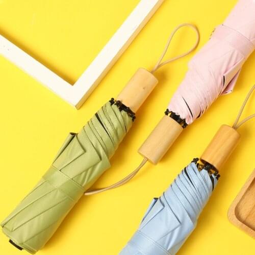 Folding Umbrella Male Business Black Glue Sun Protection Umbrella Three-fold Womens Rain Umbrella Windproof Anti UV Parasol