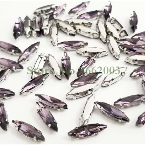 4x15mm 50pcs/pack deep purple Horse eye shape Glass Crystal sew on claw rhinestones,Diy Clothing accessories SWM41516