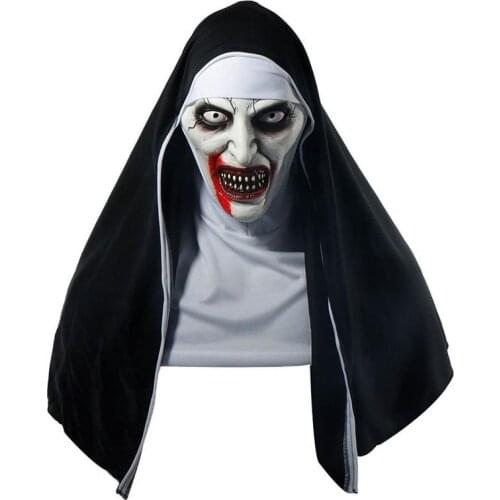 Scary Halloween Nun Masque Cosplay Party Costume Horror Headwear Halloweeen Mask With Headpiece Hanging Decor For Home