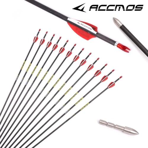 12pcs 31'' ID 4.2 mm Archery Pure Carbon Arrows spine 350 400 500 600 700 800 900 1000 For Recurve and Compound Bow Shooting