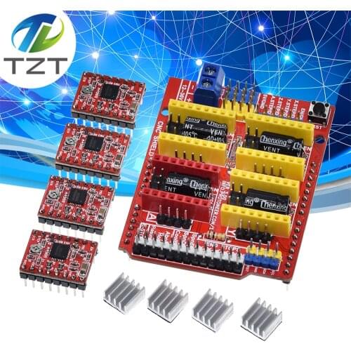 TZT New cnc shield v3 engraving machine / 3D Printer / + 4pcs A4988 driver expansion board for arduino