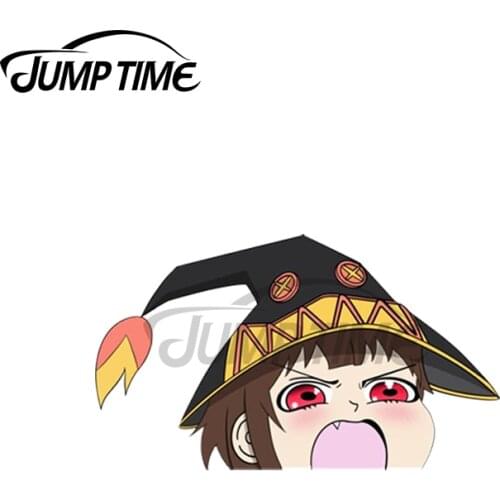 Jump Time 13 x8cm For Angry Megumin Noises Peeker Konosuba Car Stickers Suitcase JDM Accessories Waterproof Vinyl Car Wrap Decal