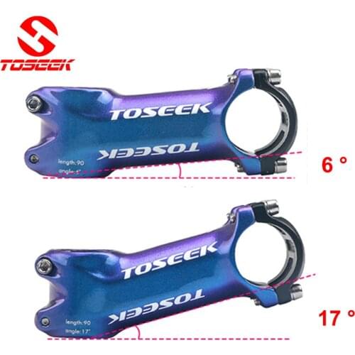 TOSEEK MTB Road Bicycle Blue-purple Gradient Stem Moutain Bike Stem 6/17 Degree Bicycle Handlebar 31.8mm Bike Stem Bicycle Parts