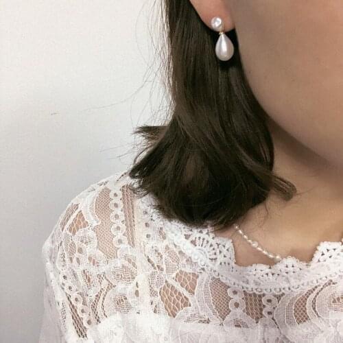 925 Sterling Silver Freshwater Natural Baroque Drop Pearl Stud Vintage Wedding Charming Luxury Earring Jewelry for Women Gift