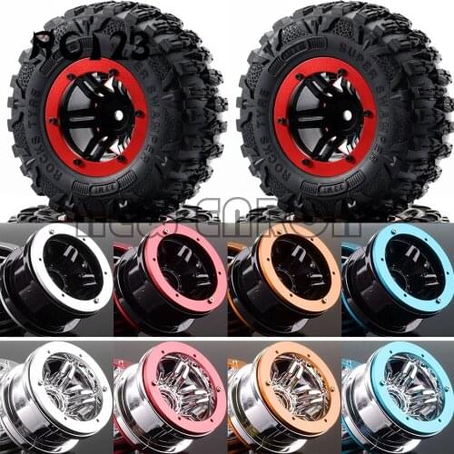 1:10 4P 2.2" Beadlock Wheel Rim Hub & 120mm Tires Tyre For RC Rock Crawler TRX-4 KM2 Axial SCX10 YETI RR10 90046 90047 NEW ENRON