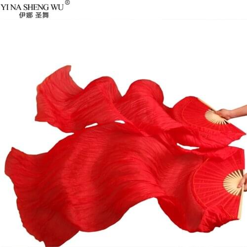 New Real/imitation Natural Silk Belly Dance Fans 1 Pair belly dancing Fans 180x90cm Handmade Dyed Dance Props Pure Fans 5 Sizes