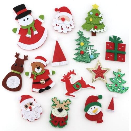 1Pack Non-Woven Fabric Santa Claus Snowman Elk Felt Fabric Patch DIY Cloth Appliques/Craft Christmas Party Patches