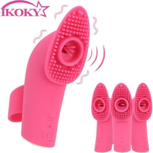 10 Frequency Tongue Licking Vibrator Finger Sleeve Vibrating Egg G-Spot Clitoris Stimulator Masturbation Sex Toys for Women