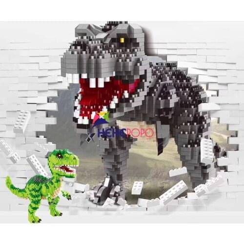 1457pcs+ 16089 16088 Mini Blocks Green Dinosaur Building Toy Classic Model Jurassic Park Figure Toys Home Fun Game