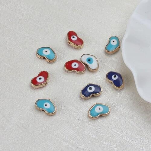 2pcs/lot Mix Color Heart Charms Jewelry Accessories For Women Diy Evil Eye Heart Charms Bracelet & Bangle Necklace Pendant