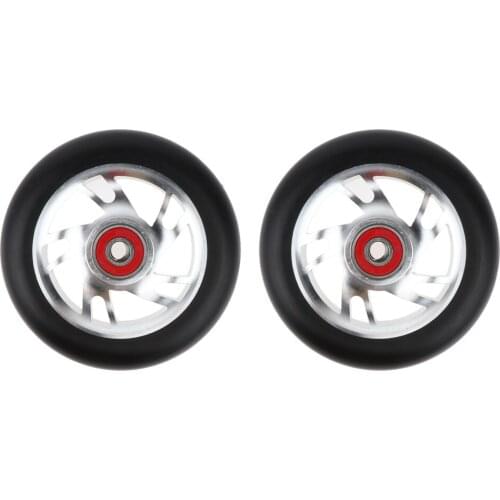 2pcs Replacement 100mm Push/Kick/Stunt Scooter Wheels with Bearings & Bushings