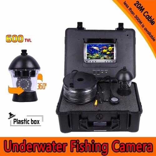 20M Water-Proof 7 Inch 600TVL 360 degree rotative Fishing camera AV Endoscope Camera