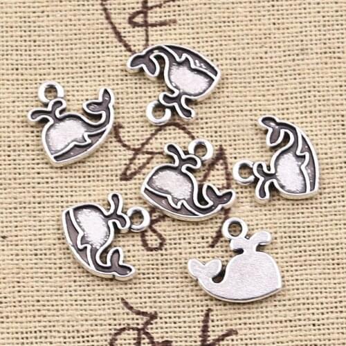 40pcs Charms Spray The Whale Blows 12x13mm Antique Silver Color Pendants DIYCrafts Making Findings Handmade Tibetan Jewelry