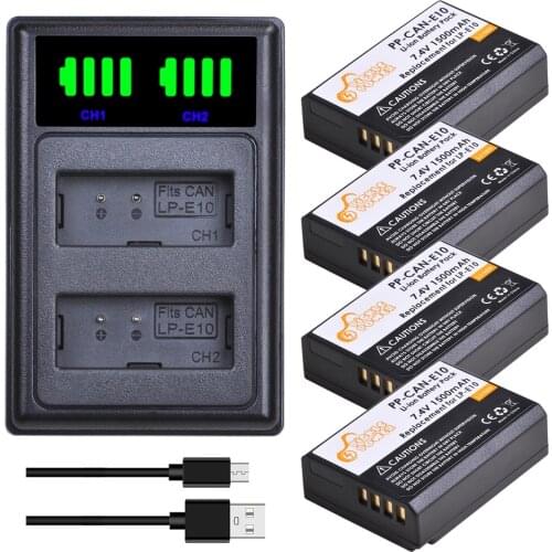 LP-E10 LPE10 LP E10 1500mAh Battery Charger Kits for Canon EOS 1100D 1200D 1300D 2000D Rebel T3 T5 T6 KISS X50 X70 X80 Camera