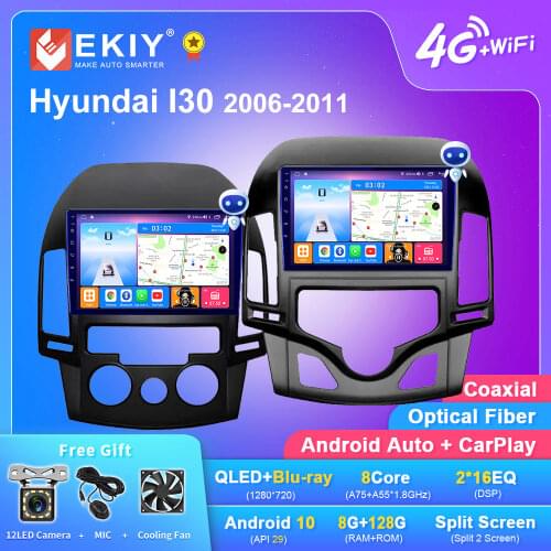 EKIY 9'' IPS Android 9.0 For Hyundai i30 2006-2011 Car Radio Navigation GPS Multimedia Video Player Wifi BT Stereo Head Unit DVD