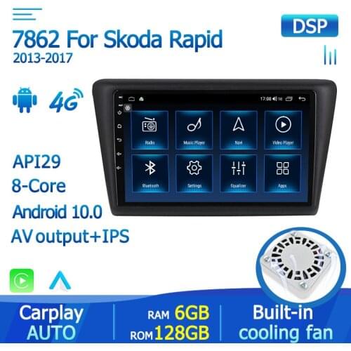 NaviTree Android 10 Car Radio Multimedia Video Player Navigation GPS For Skoda Rapid Spaceback 2013-2017 Octa-Core Carplay&Auto