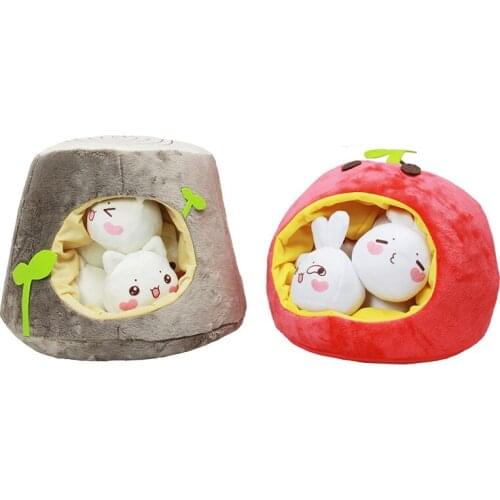 Free Shipping stuffed root and apple shaped cotton pet nest Soft washable plush cat or dog kennel kids playmate