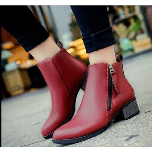 Fashion New Autumn Winter women shoes with side zipper pointed toe boots for women fashion ankle boots Vintage black boots