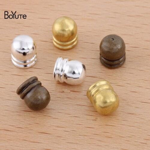 BoYuTe (200 Pieces/Lot) 4MM 4.5MM Rope End Caps Leather Clasps Materials Metal Brass DIY Handmade Jewelry Accessories