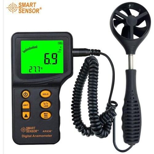 Digital Anemometer Handheld Wind Speed Meter AR836+ Wind Speed Measuring Range 0.3~45m/s