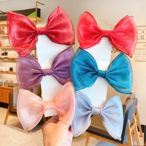 Children Cute Colors Lace Tie Bow Ornament Hair Clips Baby Girls Lovely Sweet Barrettes Hairpins Kids Fashion Hair Accessories