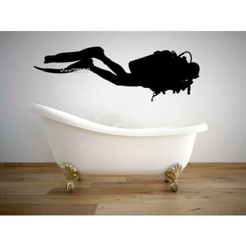 Diver Under Water Wall Stickers Graphic Vinyl Decal Bedroom Wall GYM Bathroom Home Decor Wallpaper High Quality Mural SA717