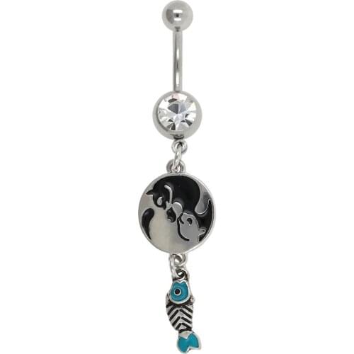 JHJT Musi 1pc Dangling Navel Belly Button Rings Belly Piercing Crystal Surgical Steel 14g Sexy Woman Body Jewelry Shied Barbell