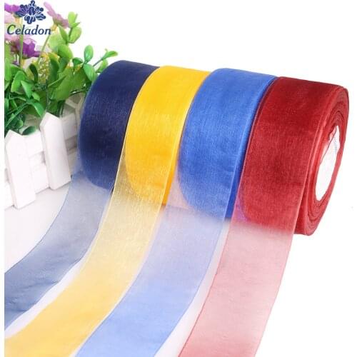 38mm Multi Colors 50 Yards Organza Ribbons Apparel Sewing Tape Accessory Chiffon Fabric Ribbons For DIY Gifts Wedding Decoration